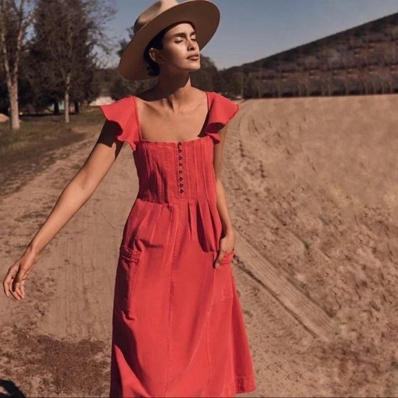 Anthropologie Dresses & Skirts - Anthropologie X Pilcro flutter sleeve midi dress